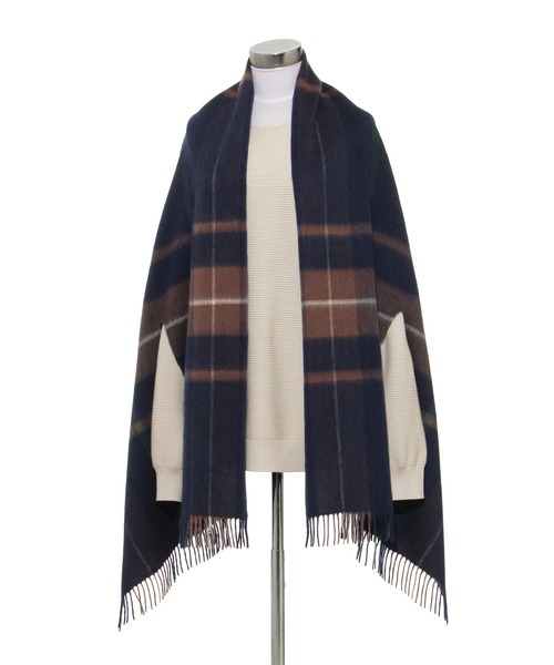 マッキントッシュフィロソフィーのウール100%チェックポンチョストール ウール100％ ポンチョストール ”チェック”（ストール/ショール