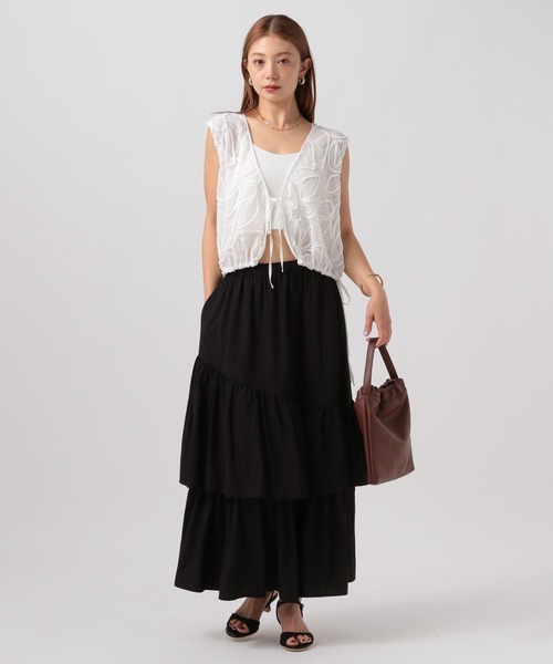 BAYFLOW（ベイフロー）の「[秋口まで着られる]モールレースベスト（ベスト・レディース・ブラック/ブラウン/ホワイト・FREE）」の12枚目の写真