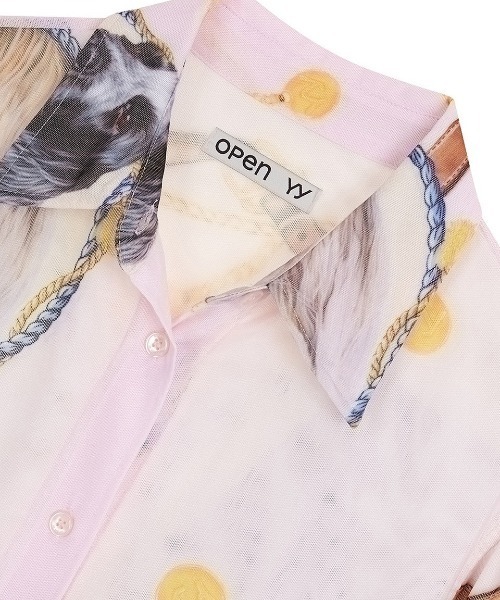 OPEN Yy(オープンワイワイ)の「OPEN Yy/オープンワイワイ/MESH PET CLUB PRINT SHIRT(シャツ/ブラウス・レディース・イエロー・M/S)」の7枚目の写真