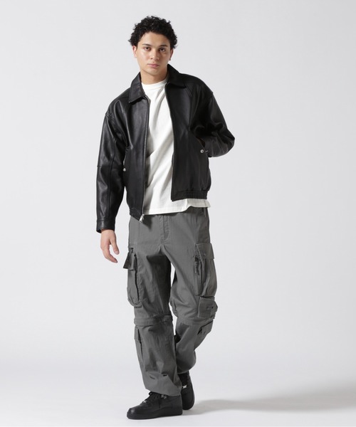 AVIREX（アヴィレックス）の「LEATHER CWU BLOUSON / レザー CWU ブルゾン / AVIREX / アヴィレックス（ブルゾン・メンズ・ブラック/グリーン・MEDIUM/LARGE/X-LARGE）」の4枚目の写真