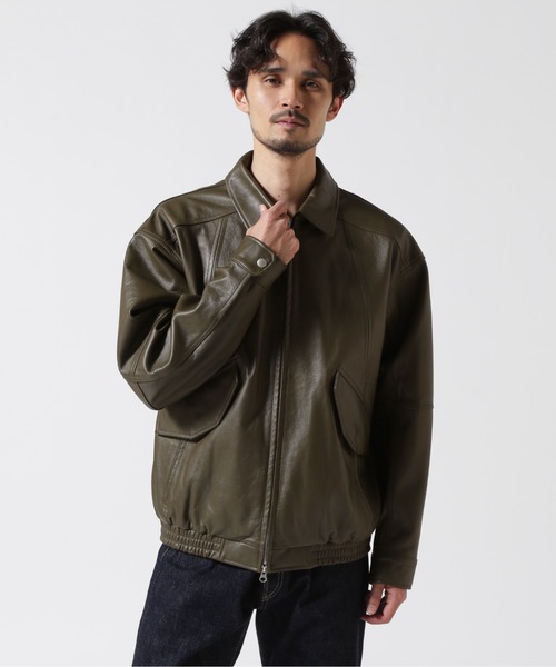AVIREX（アヴィレックス）の「LEATHER CWU BLOUSON / レザー CWU ブルゾン / AVIREX / アヴィレックス（ブルゾン・メンズ・ブラック/グリーン・MEDIUM/LARGE/X-LARGE）」の7枚目の写真