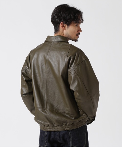 AVIREX（アヴィレックス）の「LEATHER CWU BLOUSON / レザー CWU ブルゾン / AVIREX / アヴィレックス（ブルゾン・メンズ・ブラック/グリーン・MEDIUM/LARGE/X-LARGE）」の8枚目の写真