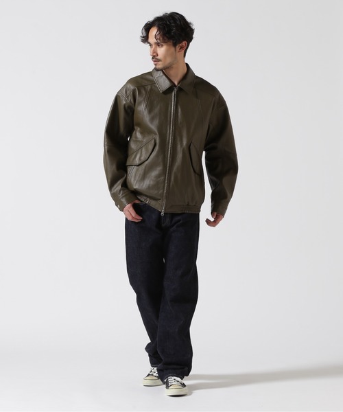 AVIREX（アヴィレックス）の「LEATHER CWU BLOUSON / レザー CWU ブルゾン / AVIREX / アヴィレックス（ブルゾン・メンズ・ブラック/グリーン・MEDIUM/LARGE/X-LARGE）」の9枚目の写真