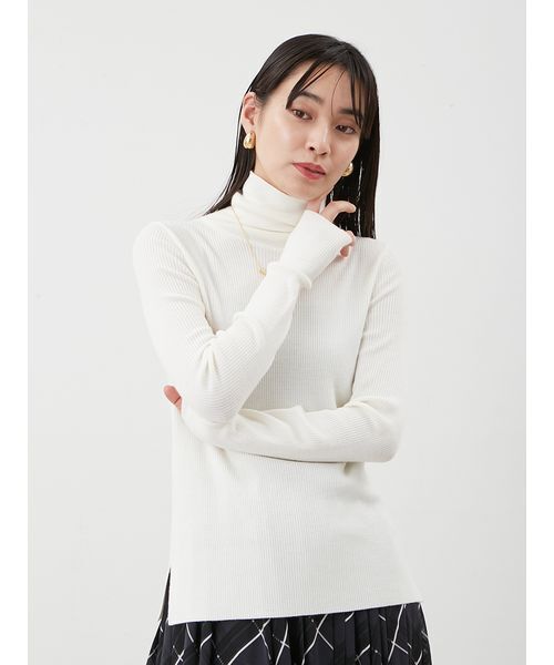 タートルネックリブニットプルオーバー（ニット/セーター）｜Mila Owen