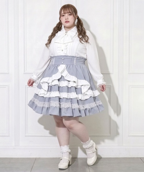 DearMyLoveWhip(ディアマイラブホイップ)の「【大きいサイズ】フリルたっぷりリボンスカート(スカート・レディース・ブラック×ホワイト/ブラック×ピンク/ベビーピンク/ブルーグレー・4L/6L/5L)」の17枚目の写真