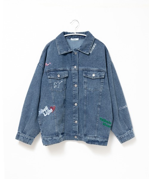 A.D.C.L.(エーディーシーエル)の「ランダム刺繍ワッペン付き オーバーサイズ ビックシルエット デニムジャケット(Gジャン)(デニムジャケット・レディース・ネイビー/ブルー・M/L)」の19枚目の写真