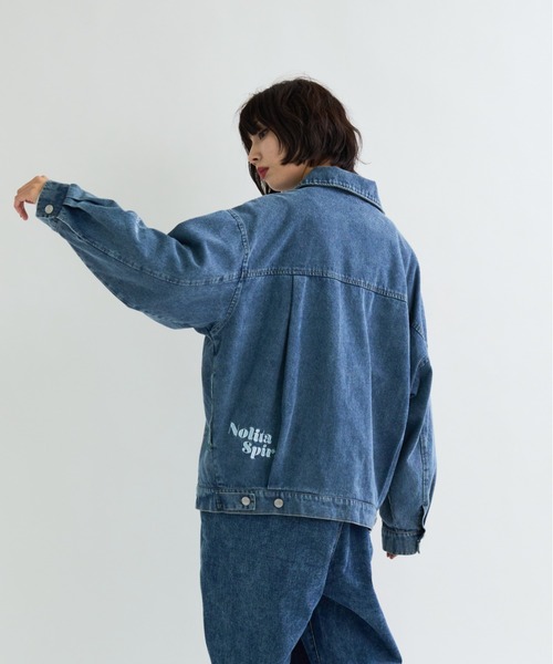 A.D.C.L.（エーディーシーエル）の「ランダム刺繍ワッペン付き オーバーサイズ ビックシルエット デニムジャケット（Gジャン）（デニムジャケット・レディース・ネイビー/ブルー・M/L）」の17枚目の写真