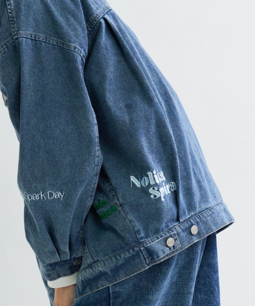 A.D.C.L.(エーディーシーエル)の「ランダム刺繍ワッペン付き オーバーサイズ ビックシルエット デニムジャケット(Gジャン)(デニムジャケット・レディース・ネイビー/ブルー・M/L)」の17枚目の写真
