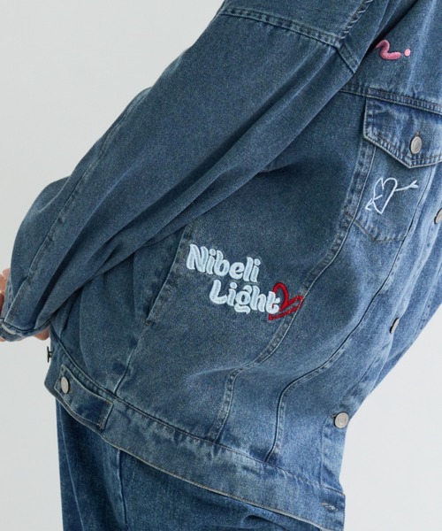 A.D.C.L.(エーディーシーエル)の「ランダム刺繍ワッペン付き オーバーサイズ ビックシルエット デニムジャケット(Gジャン)(デニムジャケット・レディース・ネイビー/ブルー・M/L)」の18枚目の写真