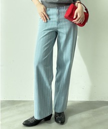 thinkto（シンクト）の「【thinkto】ストライプストレートデニムパンツ（デニムパンツ）」