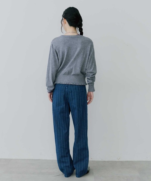 thinkto(シンクト)の「【thinkto】ストライプストレートデニムパンツ(デニムパンツ・レディース・インディゴブルー/ライトブルー・1/0)」の4枚目の写真