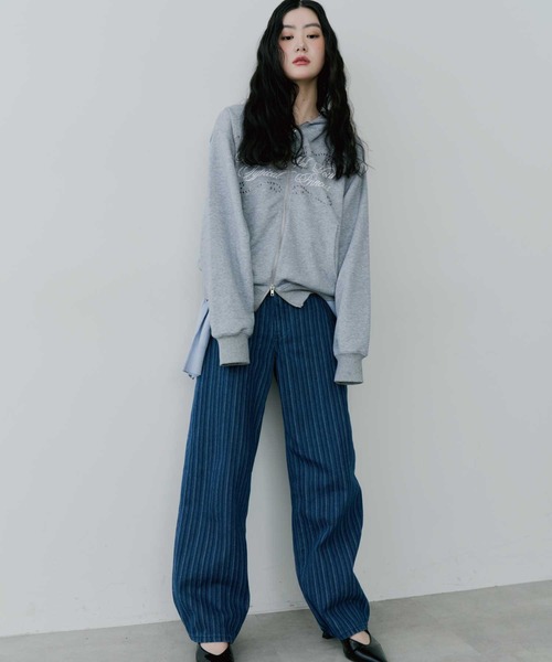thinkto(シンクト)の「【thinkto】ストライプストレートデニムパンツ(デニムパンツ・レディース・インディゴブルー/ライトブルー・1/0)」の21枚目の写真