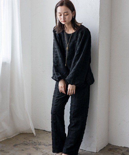 No Rule No Line（ノール－ルノーライン）の「ボリュームスリーブブラウス セレモニー オケージョン 結婚式 セットアップ対応 カセットスタイル対応(別売り)（Tシャツ/カットソー・レディース・ブラック/ホワイト・FREE）」の16枚目の写真