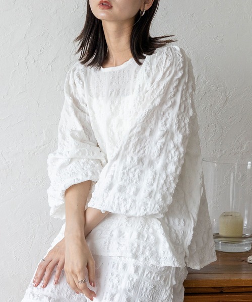 No Rule No Line（ノール－ルノーライン）の「ボリュームスリーブブラウス セレモニー オケージョン 結婚式 セットアップ対応 カセットスタイル対応(別売り)（Tシャツ/カットソー・レディース・ブラック/ホワイト・FREE）」の5枚目の写真