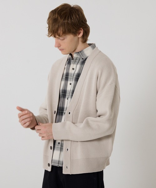 coca（coca）（コカ）の「ダブルジャガードカーディガン（カーディガン/ボレロ・メンズ・ブラック/ライトグレー/ネイビー/ベージュ・XL/M/L）」の19枚目の写真