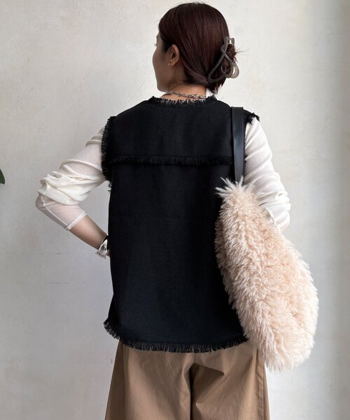 DoUDoU  新品未使用 タグ付  ベスト DouDou（ドゥドゥ） ベスト ジレ フェイクカシミヤファーベスト