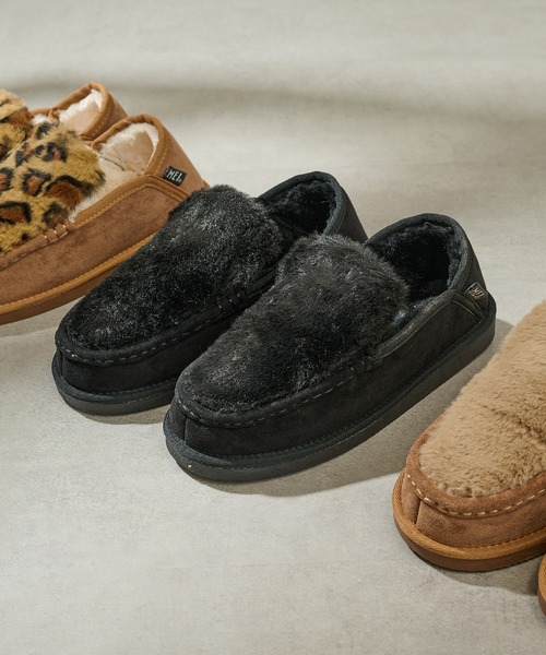 MEI（メイ）の「【MEI】FUR MOCCASIN / ファーモカシン（モカシン/デッキシューズ・レディース・キャメル/マルチ/ブラック・L/M）」の2枚目の写真