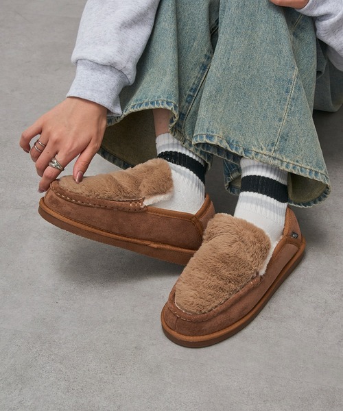 ewuブラウン スエード ファー モカシン ewuブラウン スエード ファー