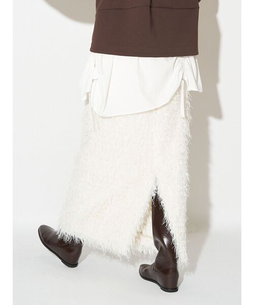 ELENDEEK（エレンディーク）の「フェザーヤーンストレートスカート（スカート・レディース・ブラック/オフホワイト・01/02）」の2枚目の写真
