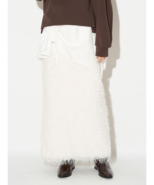 ELENDEEK（エレンディーク）の「フェザーヤーンストレートスカート（スカート・レディース・ブラック/オフホワイト・01/02）」の13枚目の写真