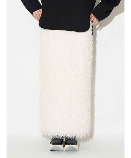 ELENDEEK（エレンディーク）の「フェザーヤーンストレートスカート（スカート・レディース・ブラック/オフホワイト・01/02）」の14枚目の写真