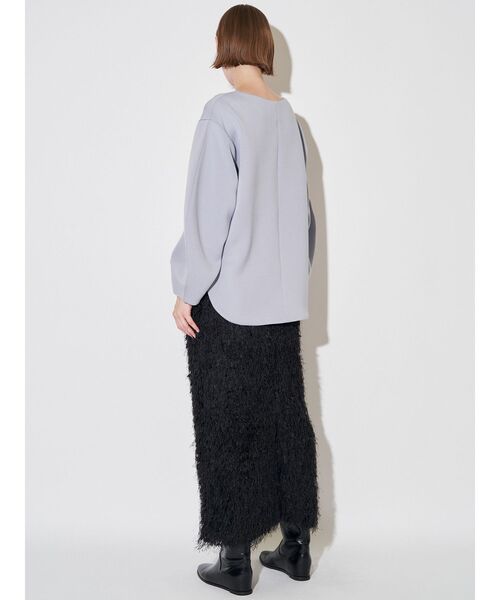 ELENDEEK（エレンディーク）の「フェザーヤーンストレートスカート（スカート・レディース・ブラック/オフホワイト・01/02）」の4枚目の写真