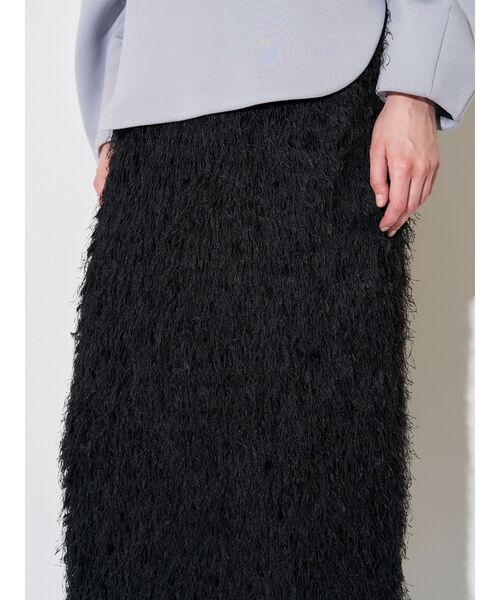 ELENDEEK（エレンディーク）の「フェザーヤーンストレートスカート（スカート・レディース・ブラック/オフホワイト・01/02）」の5枚目の写真