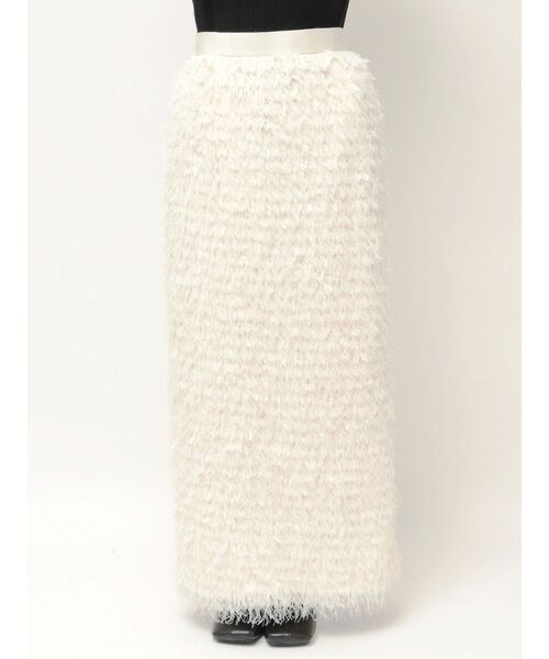 ELENDEEK（エレンディーク）の「フェザーヤーンストレートスカート（スカート・レディース・ブラック/オフホワイト・01/02）」の6枚目の写真