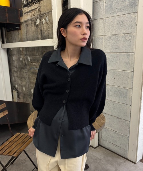 FUULLY STUDIO(フーリィーステューディオ)の「アルパカタッチVネックカーディガン(カーディガン/ボレロ・レディース・ブラック/ベージュ/ブルー・FREE)」の9枚目の写真