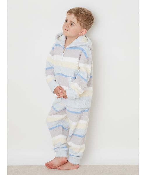 セール】【KIDS】ベビモコカラフルボーダーパーカ（ルームウェア