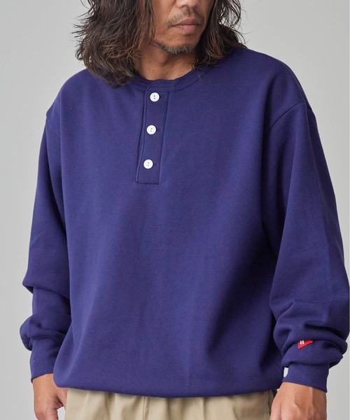 Healthknit（ヘルスニット）の「Healthknit/ヘルスニット Classic sweatshirt henley neck long sleeve ヘンリーネック スウェット（スウェット・メンズ・ブラック/ネイビー/グレー・XL/L/M）」の3枚目の写真