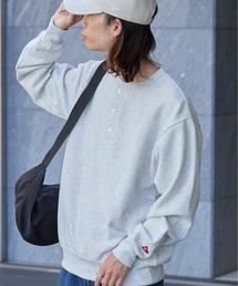 Healthknit/ヘルスニット Classic sweatshirt henley neck long sleeve ヘンリーネック スウェット