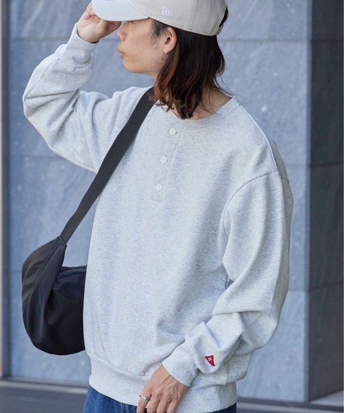 Healthknit（ヘルスニット）の「Healthknit/ヘルスニット Classic sweatshirt henley neck long sleeve ヘンリーネック スウェット（スウェット・メンズ・ブラック/ネイビー/グレー・XL/L/M）」の2枚目の写真