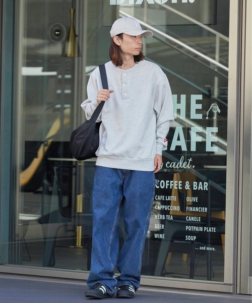 Healthknit（ヘルスニット）の「Healthknit/ヘルスニット Classic sweatshirt henley neck long sleeve ヘンリーネック スウェット（スウェット・メンズ・ブラック/ネイビー/グレー・XL/L/M）」の22枚目の写真