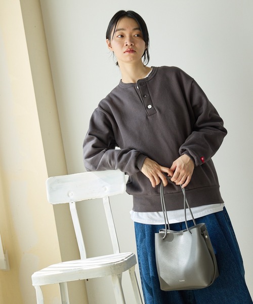 Healthknit（ヘルスニット）の「Healthknit/ヘルスニット Classic sweatshirt henley neck long sleeve ヘンリーネック スウェット（スウェット・メンズ・ブラック/ネイビー/グレー・XL/L/M）」の13枚目の写真