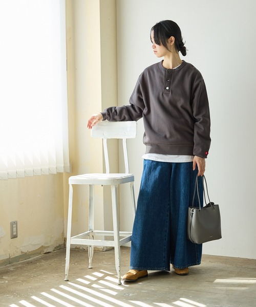 Healthknit（ヘルスニット）の「Healthknit/ヘルスニット Classic sweatshirt henley neck long sleeve ヘンリーネック スウェット（スウェット・メンズ・ブラック/ネイビー/グレー・XL/L/M）」の14枚目の写真