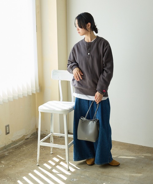 Healthknit（ヘルスニット）の「Healthknit/ヘルスニット Classic sweatshirt henley neck long sleeve ヘンリーネック スウェット（スウェット・メンズ・ブラック/ネイビー/グレー・XL/L/M）」の15枚目の写真