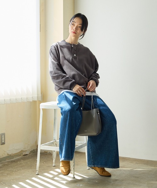 Healthknit（ヘルスニット）の「Healthknit/ヘルスニット Classic sweatshirt henley neck long sleeve ヘンリーネック スウェット（スウェット・メンズ・ブラック/ネイビー/グレー・XL/L/M）」の16枚目の写真
