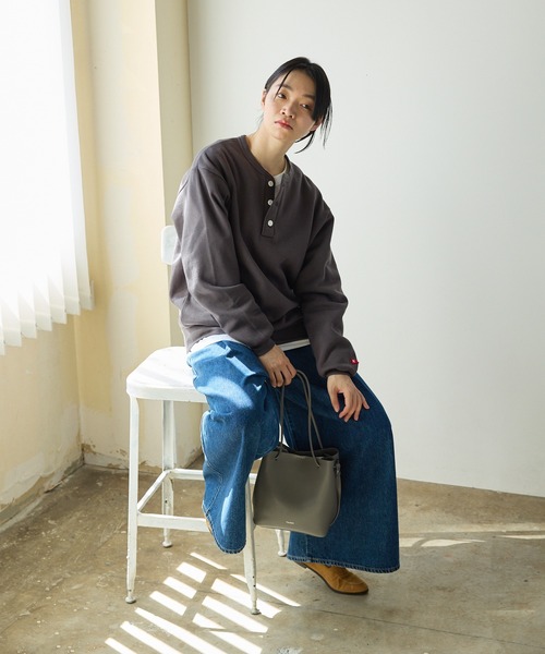 Healthknit（ヘルスニット）の「Healthknit/ヘルスニット Classic sweatshirt henley neck long sleeve ヘンリーネック スウェット（スウェット・メンズ・ブラック/ネイビー/グレー・XL/L/M）」の17枚目の写真