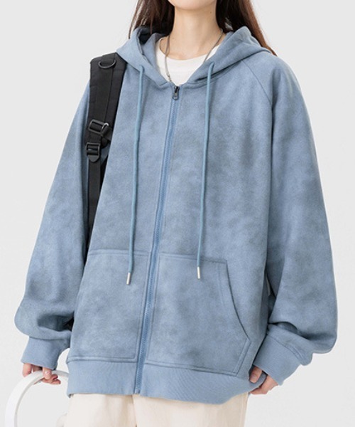 SHIBUYA Zy.（シブヤジー）の「Velvet Streetスウェードタッチオーバーサイズパーカー（パーカー・メンズ・アイボリー/ブラック/ライトブルー/ピンク・M/L/XL）」の7枚目の写真