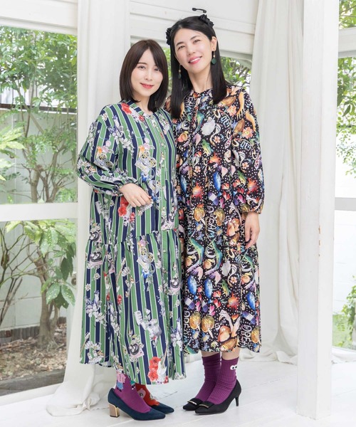 ScoLar（スカラー）の「153650：音楽orPOP柄ワンピース（ワンピース・レディース・ブラック/グリーン・M）」の16枚目の写真