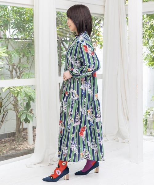 ScoLar（スカラー）の「153650：音楽orPOP柄ワンピース（ワンピース・レディース・ブラック/グリーン・M）」の22枚目の写真