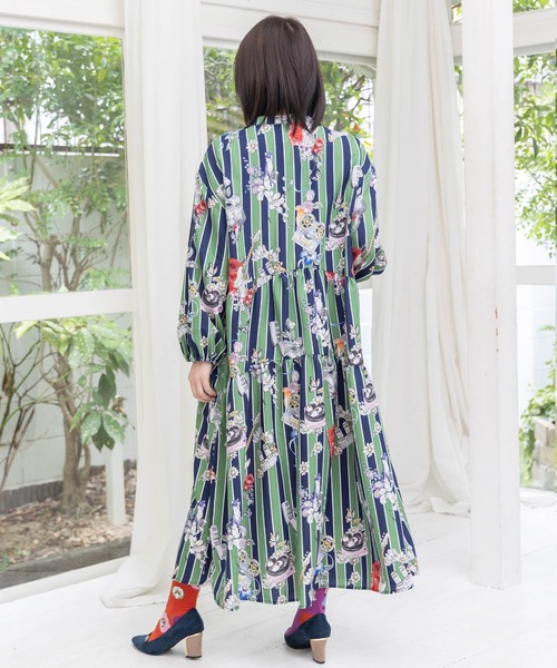 ScoLar（スカラー）の「153650：音楽orPOP柄ワンピース（ワンピース・レディース・ブラック/グリーン・M）」の17枚目の写真