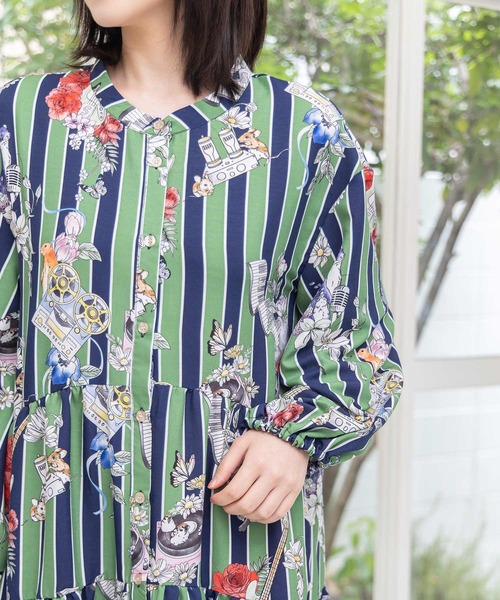 ScoLar（スカラー）の「153650：音楽orPOP柄ワンピース（ワンピース・レディース・ブラック/グリーン・M）」の21枚目の写真