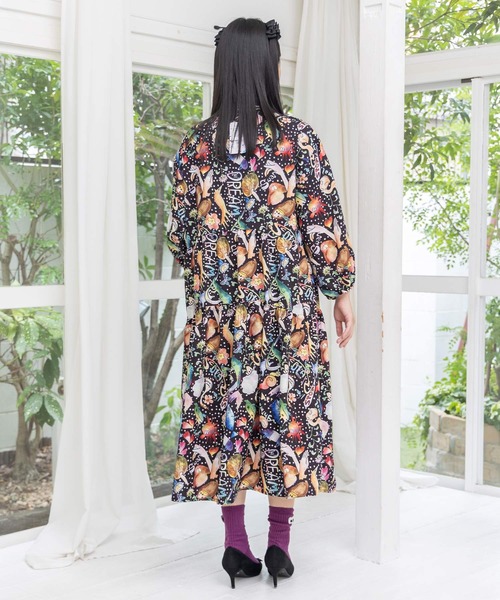 ScoLar（スカラー）の「153650：音楽orPOP柄ワンピース（ワンピース・レディース・ブラック/グリーン・M）」の5枚目の写真