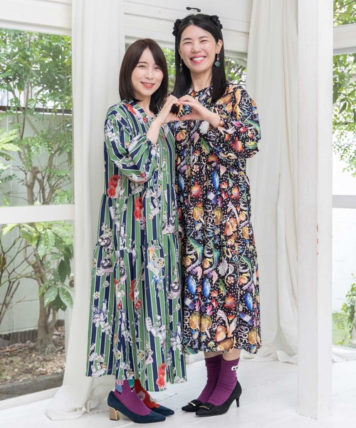 ScoLar（スカラー）の「153650：音楽orPOP柄ワンピース（ワンピース・レディース・ブラック/グリーン・M）」の8枚目の写真