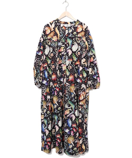 ScoLar（スカラー）の「153650：音楽orPOP柄ワンピース（ワンピース・レディース・ブラック/グリーン・M）」の7枚目の写真