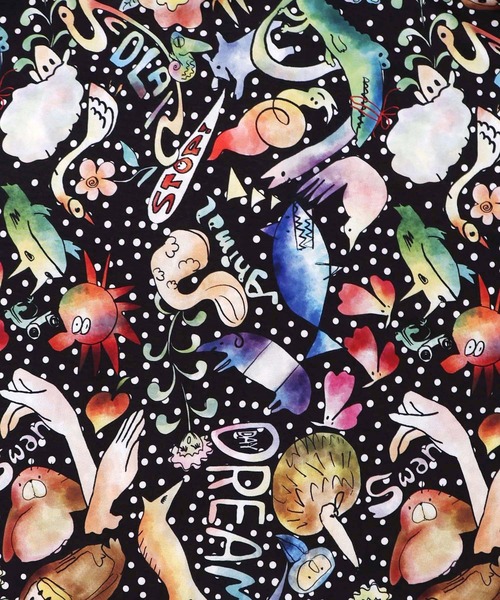 ScoLar（スカラー）の「153650：音楽orPOP柄ワンピース（ワンピース・レディース・ブラック/グリーン・M）」の9枚目の写真