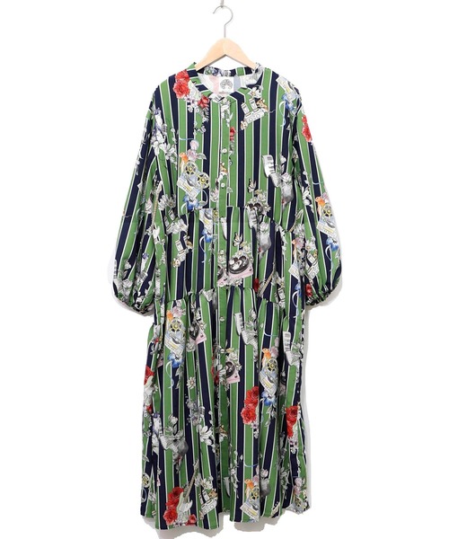 ScoLar（スカラー）の「153650：音楽orPOP柄ワンピース（ワンピース・レディース・ブラック/グリーン・M）」の10枚目の写真