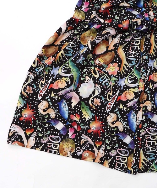 ScoLar（スカラー）の「153650：音楽orPOP柄ワンピース（ワンピース・レディース・ブラック/グリーン・M）」の11枚目の写真